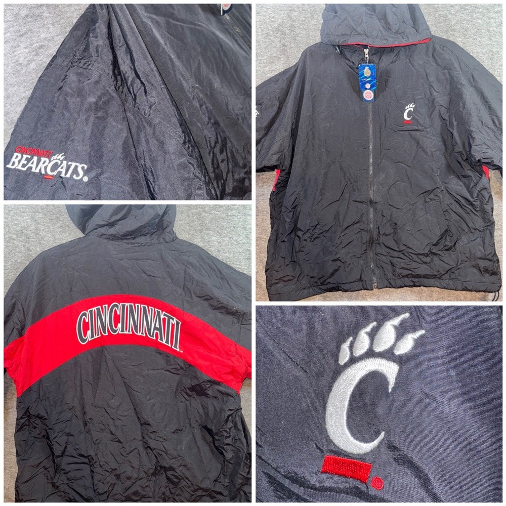 Cincinnati Bearcats Crable Jacket Hooded Full Zip Black Red Mens XXL NEW